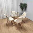 Kosy Koala Dining Table Set with 4 Cream Chairs Dining Room