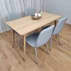 Kosy Koala Dining Table and 4 Chairs Wood Effect 4 Grey Leather Chairs Dining Set