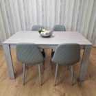 Kosy Koala Grey Dining Table and 4 Grey Leather Chairs Wood