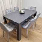 Kosy Koala Dining Table and 6 Chairs Black Dark Grey 6 Grey Velvet Chairs Wood