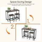 Costway 3-piece Dining Table Set With High Top Rectangular Pub Table And Chairs - Grey