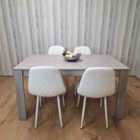 Kosy Koala Grey Dining Table and 4 White Leather Chairs Wood