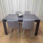 Kosy Koala Dining Table and 4 Grey Velvet Chairs Wood