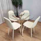 Kosy Koala Oak Effect Dining Table And 4 Cream Tulip Chairs