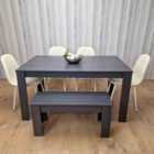 Kosy Koala Dining Table and 4 Leather Cream Chairs With Bench