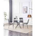 Kosy Koala Round Glass Dining Table and 4 Grey Velvet Chairs Dining Set