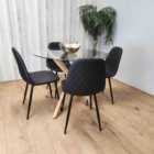 Kosy Koala Forest Round Glass Table and 4 Black Gem Chairs