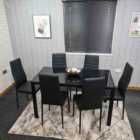Kosy Koala Dining Table and 6 Chairs Black Glass 6 Leather Chairs