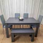 Kosy Koala Dining Table and 4 Grey Leather Chairs With Bench