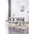 Kosy Koala Dining Table Arrow Design and 2 Benches 2 Grey Velvet Benches Wood Table