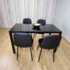 Kosy Koala Dining Table and 4 Chairs Black Glass 4 Leather Chairs