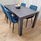 Kosy Koala Dining Table and 4 Blue Velvet Chairs Wood