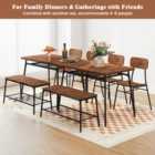 Costway 4-piece Dining Table Set Metal With Bench And Storage Racks-brown