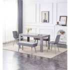 Kosy Koala Dining Table With 2 Benches and 2 Grey Velvet Chairs Wood