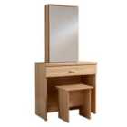 Home Source Berlin Sonoma Oak Dresser - Sliding Storage Space Vanity Mirror Stool