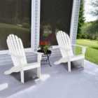 Costway Acacia Wood Adirondack Lounger Chair With Slatted Seating, Ergonomic Design-white