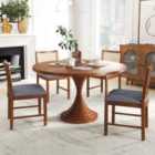 Costway Rattan Dining Chair Set Of 2 With Rubber Wood Frame And Linen Fabric Padded-walnut