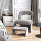 Costway Accent Chair With Ottoman And Open Curved Back-grey