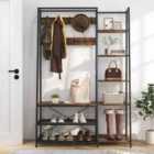 Costway Hall Tree With Storage Bench 5-in-1 Entryway Bench With 9 Hooks-rustic Brown