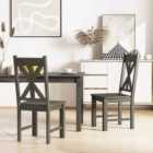 Costway Wooden Dining Chairs Set Of 2 With Rubber Wood Frame And Elegant Hollowed Backrest-grey
