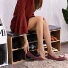 Costway 10-cube Storage Bench Cabinet With Adjustable Shelves-natural