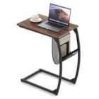 Costway C-shaped Compact Sofa Side Snack Table For Small Space Living Room-brown