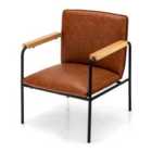 Costway Pu Leather Accent Chair With Armrests Backrest And Seat Cushion-camel
