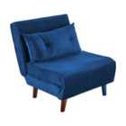 Home Source Morella Single Sofa Bed Folding Chair Wooden Legs And Two Pillows Blue