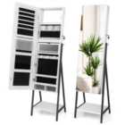 Costway Lockable Floor Jewelry Armoire Organizer With Full-length Mirror-white