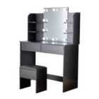Home Source Julia Black Dressing Table with Stool And Mirror