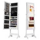 Costway Freestanding Jewelry Cabinet With Full-length Mirror And Drawers-white