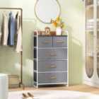 Costway Vertical Dresser Storage Tower With Wooden Top And 5 Drawers-grey