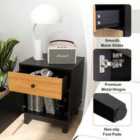 Costway Modern Rattan Nightstand With Storage Drawer And Cabinet-black