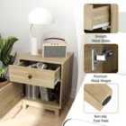 Costway Rattan Nightstand With Storage Drawer And Cabinet-natural