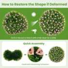 Costway 2 Pieces Artificial Plant Topiary Balls With Pink Flowers
