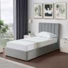 Artemis Home Corwin Grey Velvet 90Cm Single Ottoman Storage Bed Frame