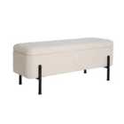 Home Source Oasis Off White Linen Ottoman