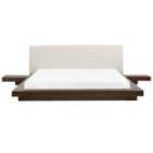 Beliani Bed Faux Leather Zen 180 X 200 Cm Eu Super King Dark Ash Wood