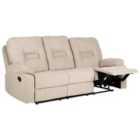 Beliani 3 Seater Fabric Manual Recliner Sofa Beige Bergen