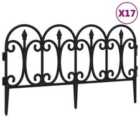 vidaXL Lawn Edgings 17 pcs Black 10 m PP