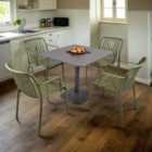 Albin 80 Square Table Nickel Grey With 04 Alma Armchair Avocado Set