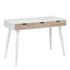 Furniture To Go Neptun 3 Drawer Desk In White With 3 Oak Drawers