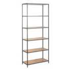 Furniture To Go Seaford Tall Black Metal Bookcase With 5 Shelves In Oak