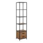 Furniture To Go Seaford Bookcase With 2 Drawers And 3 Shelves In Black & Oak