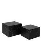 Furniture To Go Dice Square Coffee Table Set in Black Marble Marquina