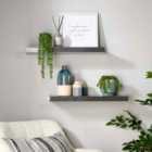 Home Source Pair Gloss Grey Floating Shelf 60Cm