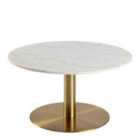 Furniture To Go Corby Round Coffee Table With White Marble Effect Top & Gold Base
