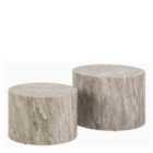 Furniture To Go Dice Round Coffee Table Set in Grey Marble