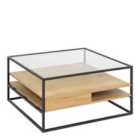 Furniture To Go Randolf Square Coffee Table With 2 Shelves In Black And Oak