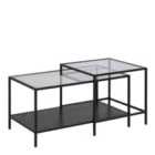 Furniture To Go Seaford Black Metal Coffee Table Set With Glass Top